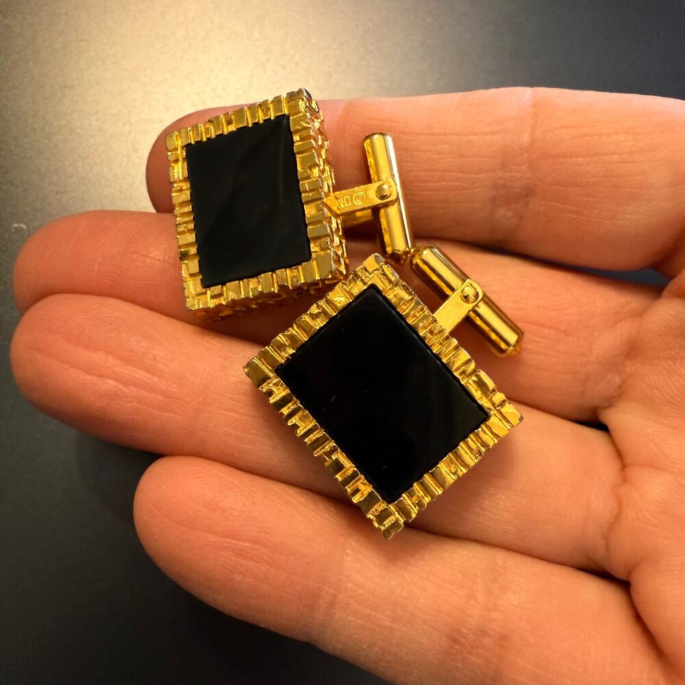 Vintage Destino Chunky Gold Tone Cufflinks - Picture 8 of 8
